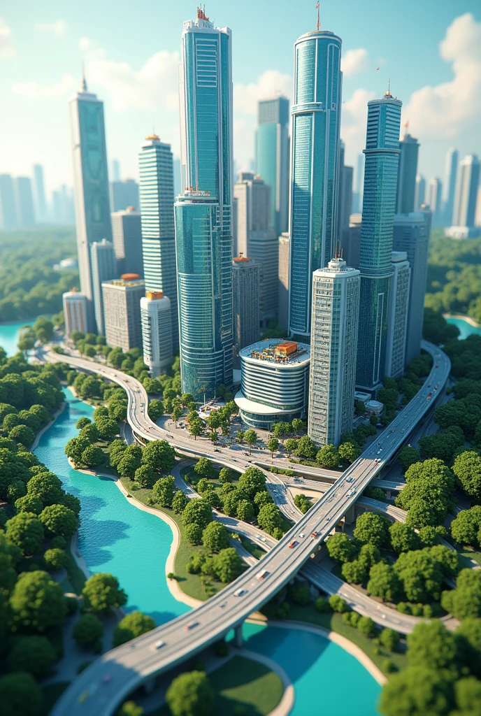 Q-version city,Three-dimensional model,modern city,Jakarta, Ultra HD