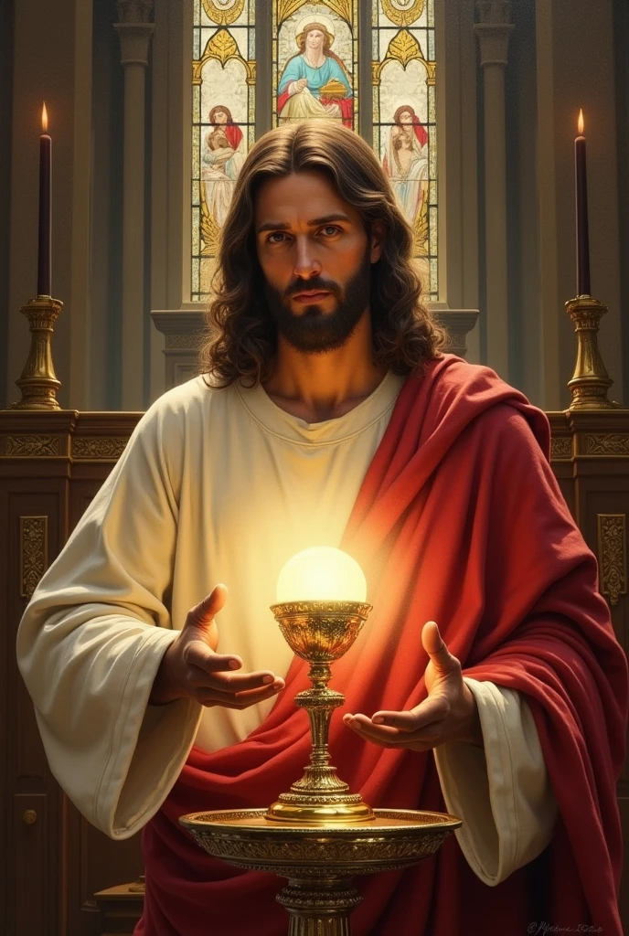 I want an illustration of Jesus Christ in the consecrated Host could it be in a painting