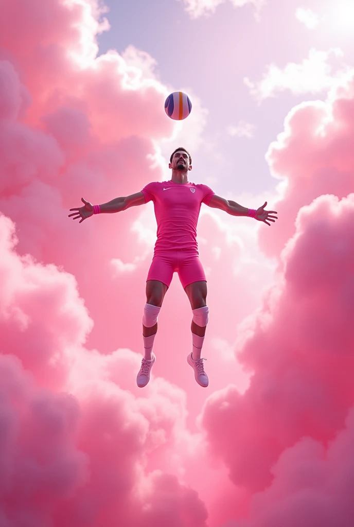 Pink cloud vollyball player man


