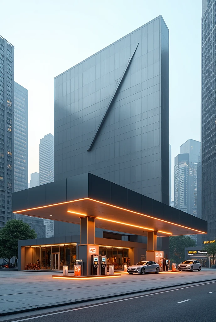 modernized gas station made out of steel