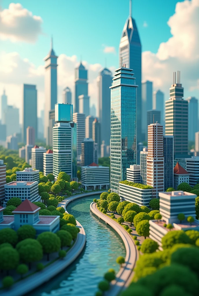 Q-version city,Three-dimensional model,modern city,Jakarta, Ultra HD