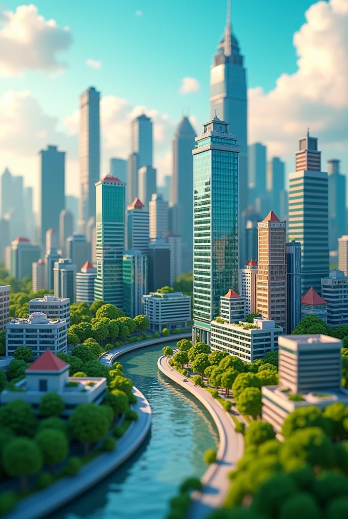 Q-version city,Three-dimensional model,modern city,Jakarta, Ultra HD