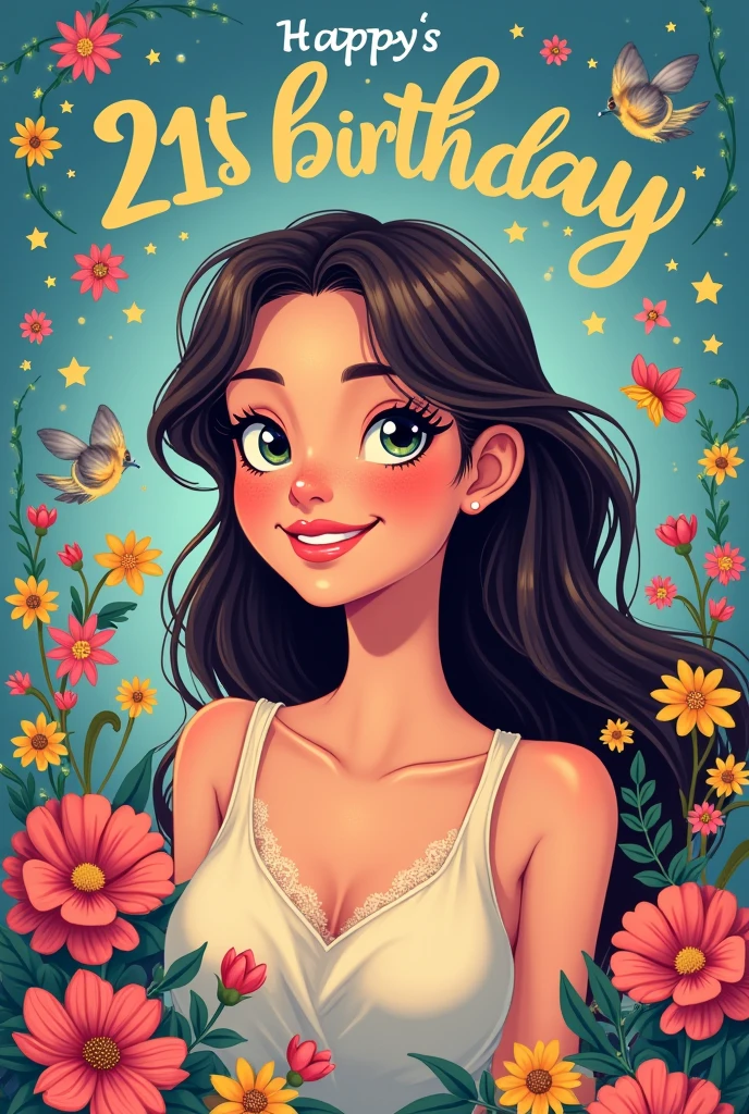 A happy birthday post 21th birthday cute girl disney movie poster type
