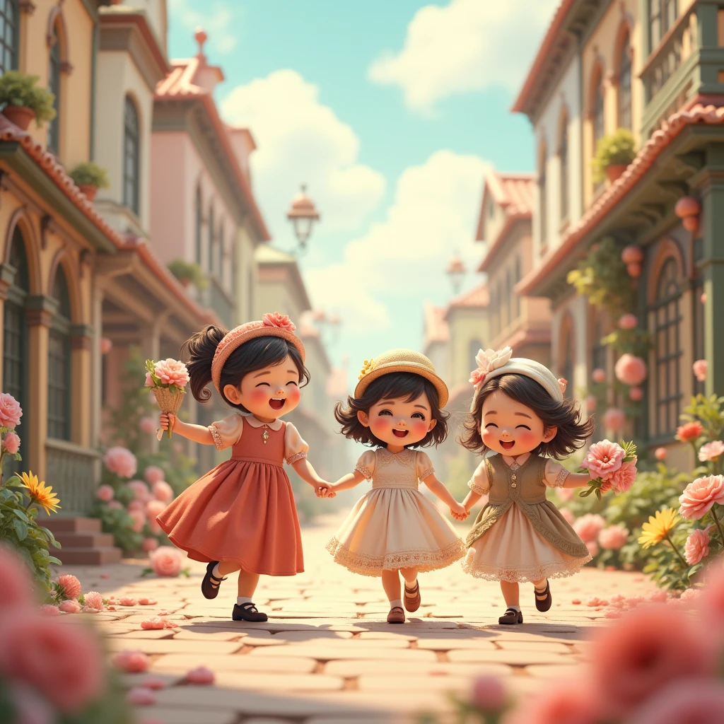 scene of pure joy and happiness, Cute Victorian drawing art style, combines Victorian-era elegance with cute aesthetics, soft and pastel colors, dynamic and charming compositions, captures the essence of cute and historical worlds, professional-grade execution, evokes a sense of vintage charm and cuteness, (best quality, masterpiece, photorealistic), very aesthetic, perfect composition, intricate details, ultra-detailed, vivid colors