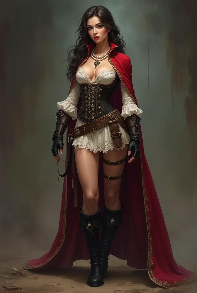 corset, cleavage, legs, standing, sexy, seductive, skirt, rubenesque, elf