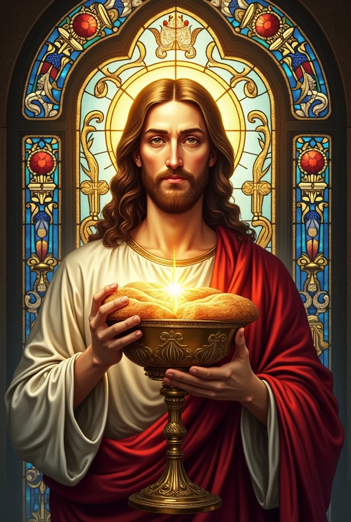 I want an illustration of Jesus Christ in the consecrated Host, it could be in Stained Glass