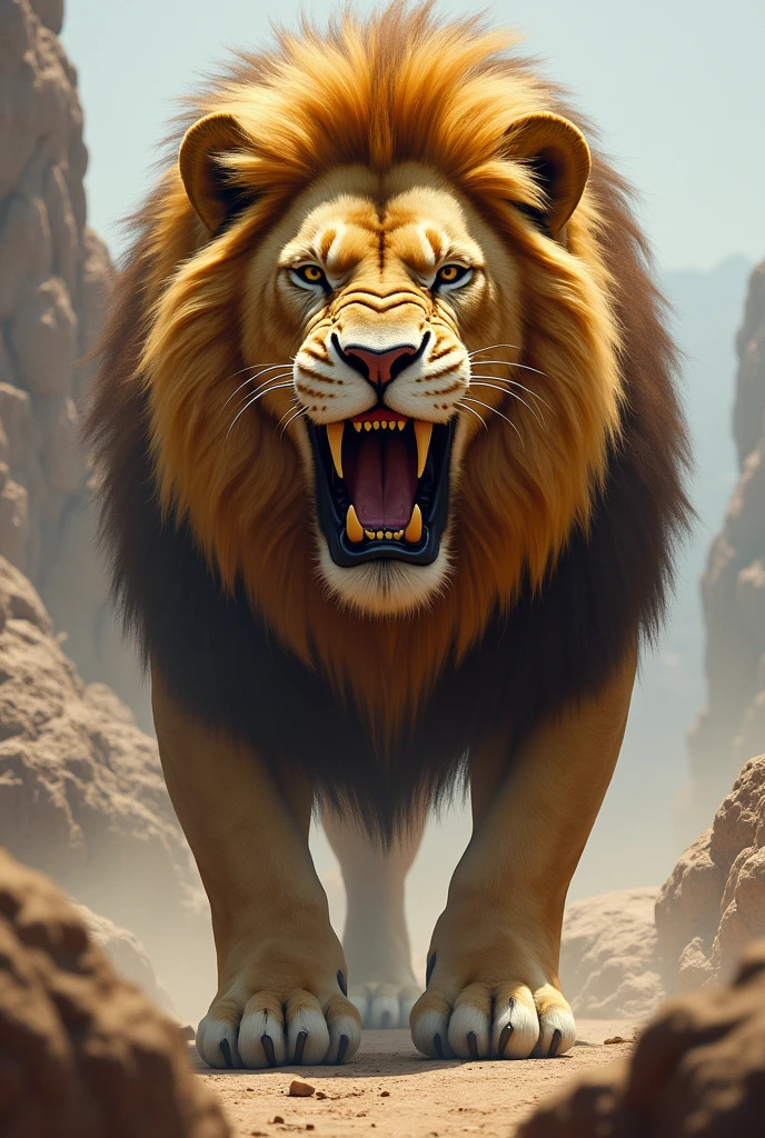 Lion with long teeth 