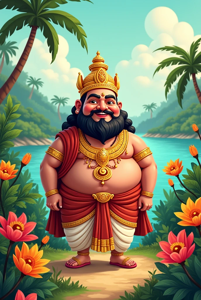 Mahabali king of onam cartoon cute
