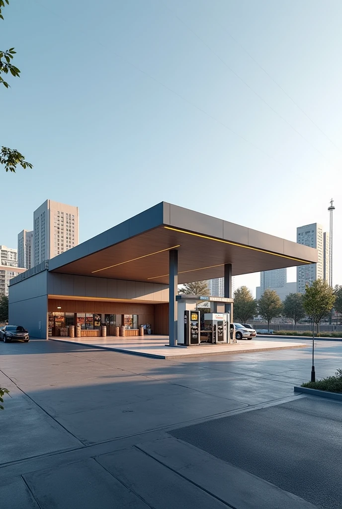 modern style pre-engineered steel gas station