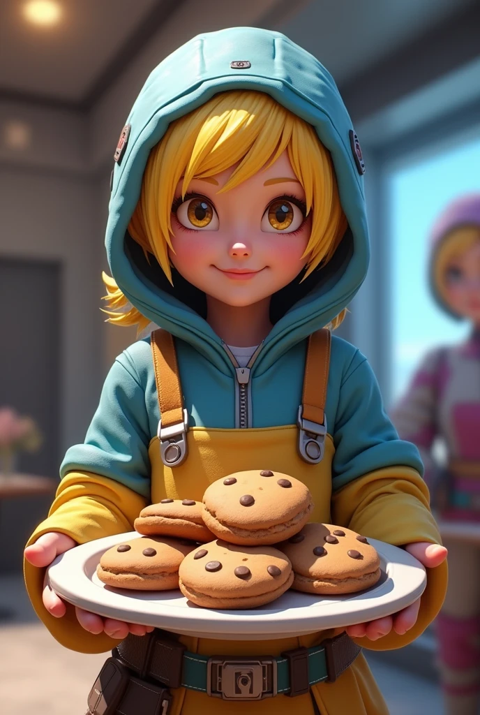 apex legends body wattson charakter wattson (apex legends) girl blue headwear holding cookies respawn