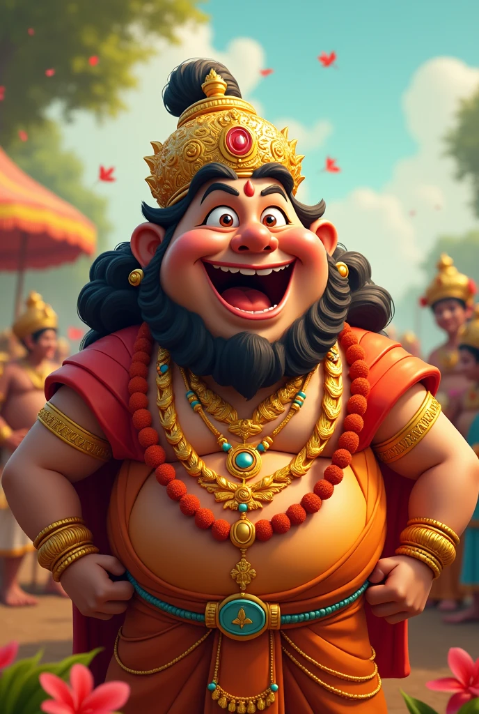 Mahabali king of onam cartoon just the face and body laughing