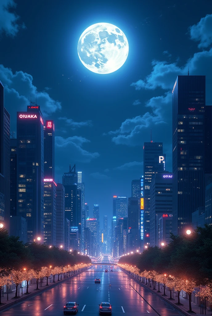 Osaka Night Moon 8K HD