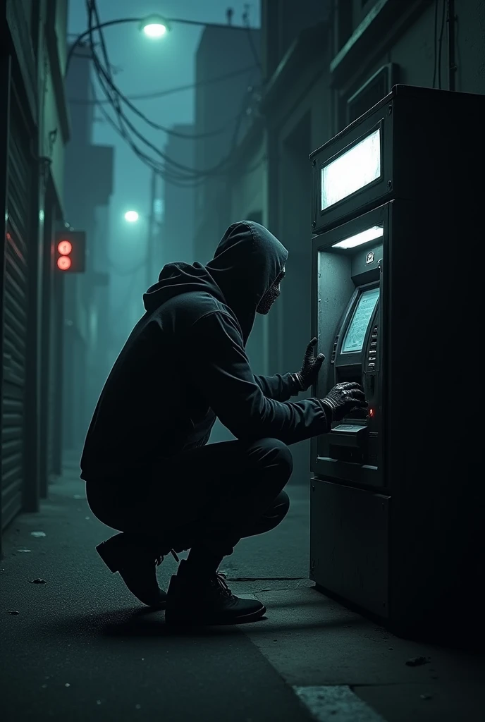 Thief open in atm
