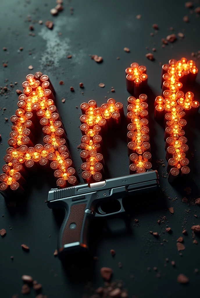 Arif name written with gun ammo with gun