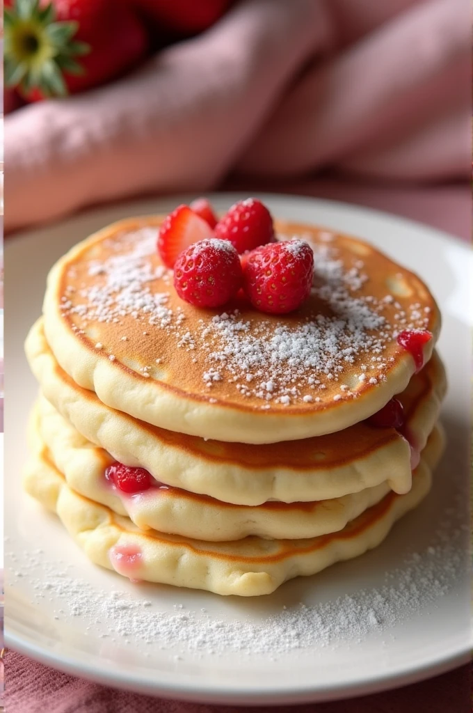 strawberry flavored pancake. Pancake with crashed strawberry inside of it and is slightly color pink