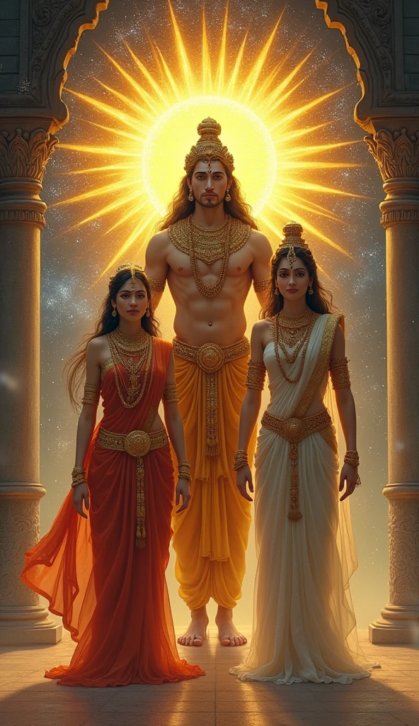  God Surya dev and his wife goddess chhaya both with his son god shani dev