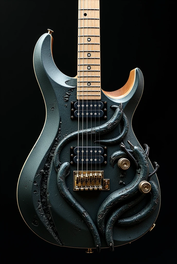 create a guitar with the shape of a prs,giger with a gothic style, vapiresco; in the style of 