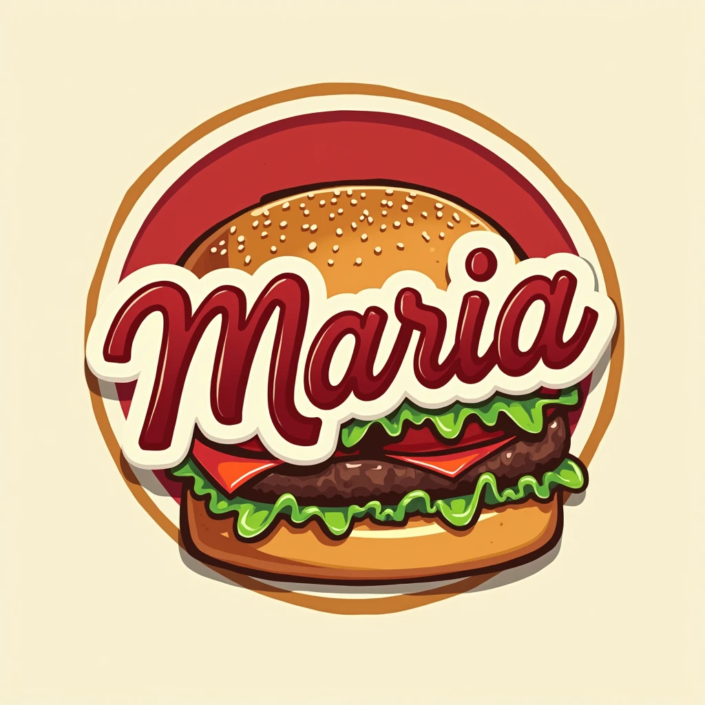 a logo for a burger joint, name maria