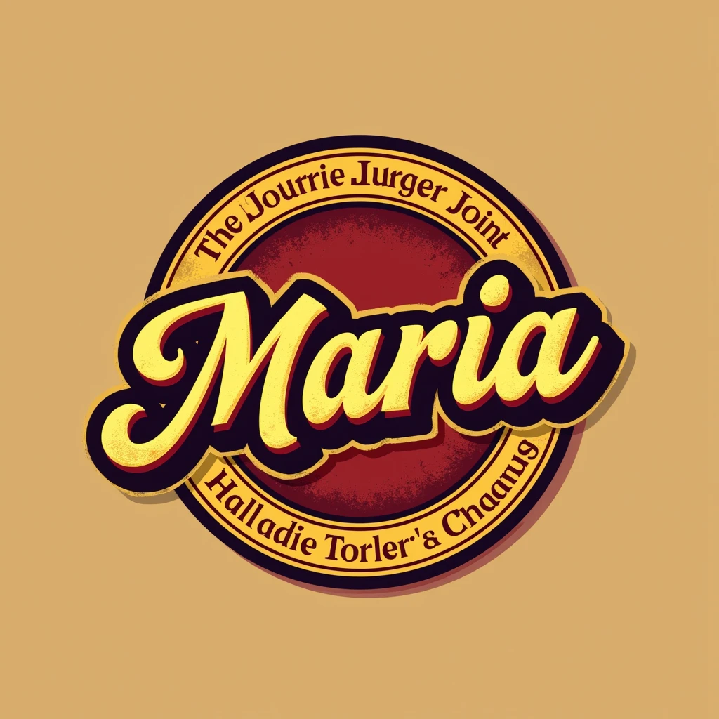a logo for a burger joint, name maria