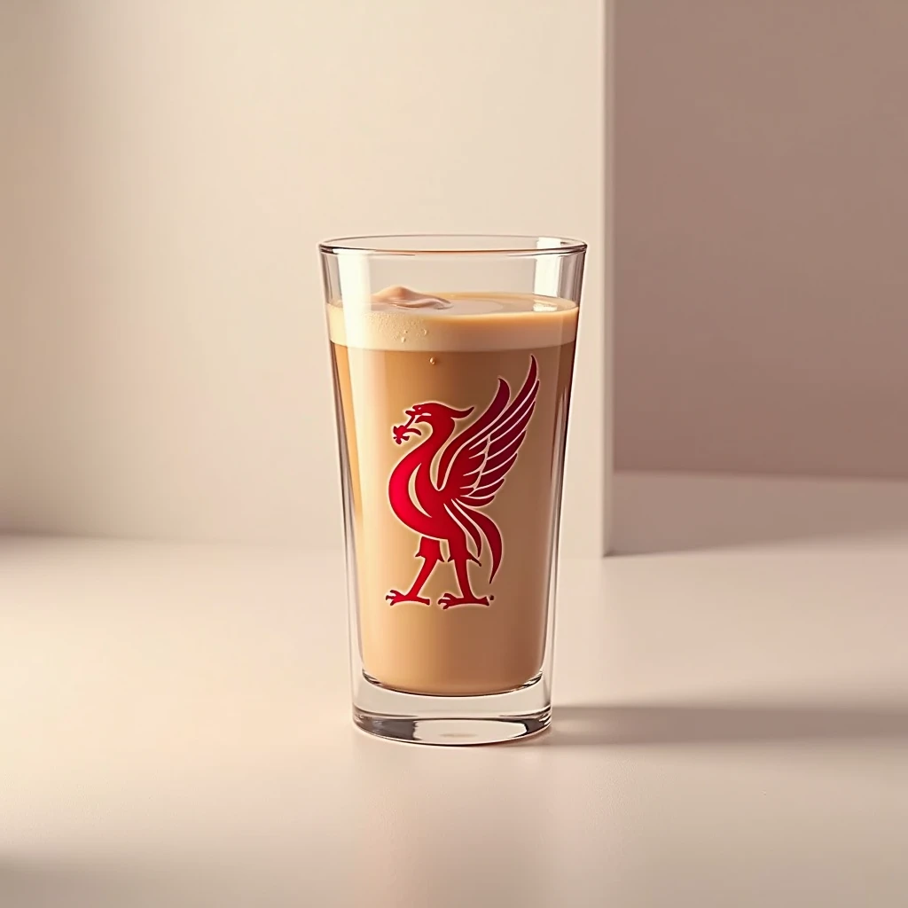 ice coffee cup with the logo of Liverpool Football Club