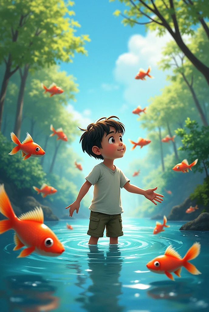 A boy with fish