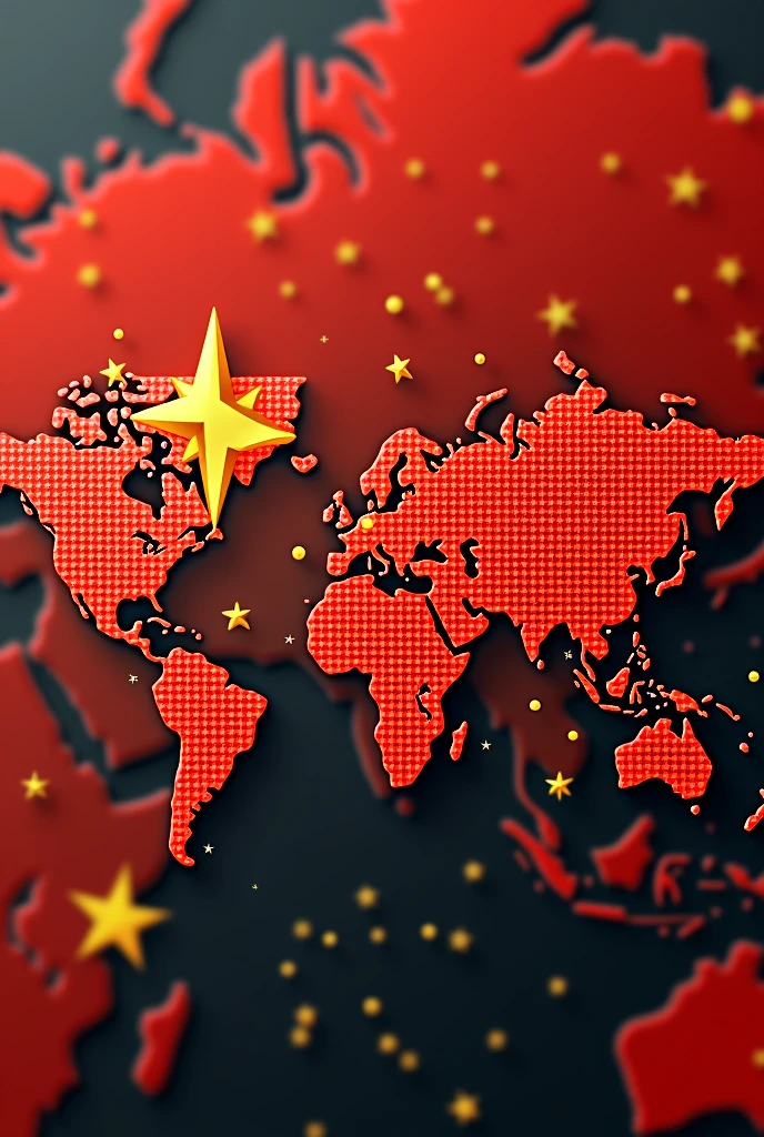 world map full of vietnam flag images
