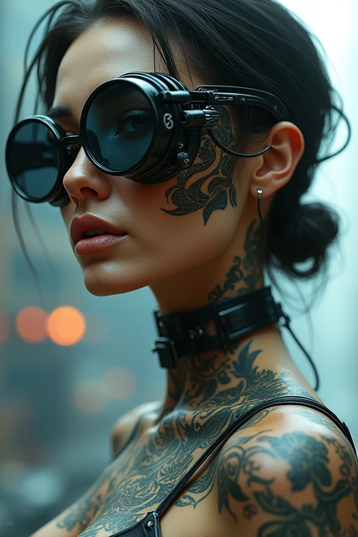 Cyber girlfriend tattoos glasses realistic 