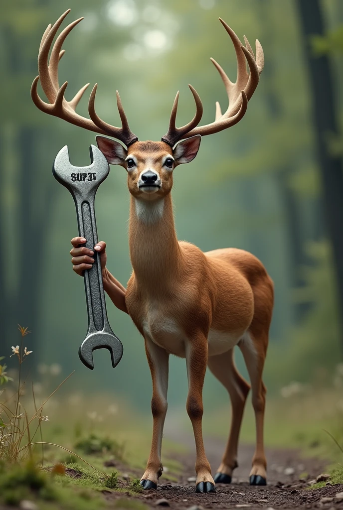 Deer holding wrech