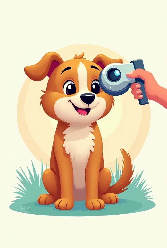 Fun logo, Dog wants to have an eye exam,I have a slit lamp in my hand,smile