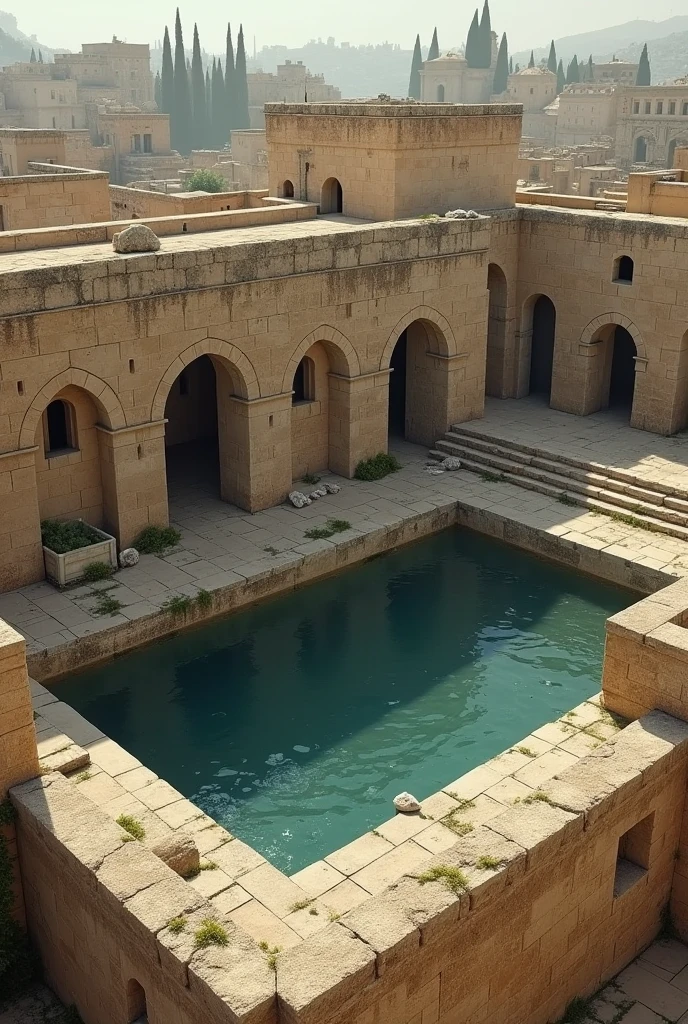 Siloam pool in Jerusalem is a collapse on the side put a collapse on the side without destroying the tank