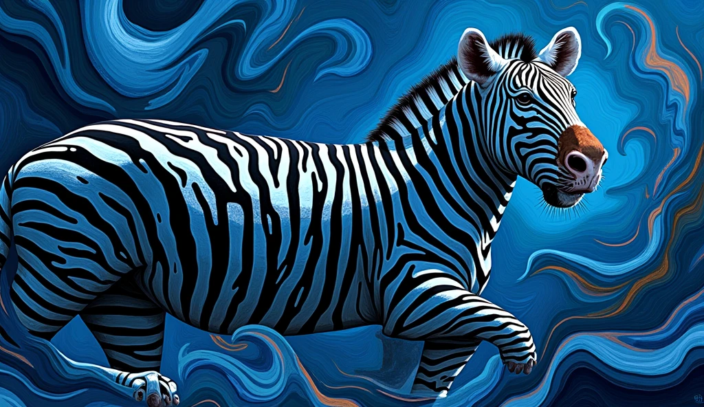 zebra print on a blue background with 黑色的 and white stripes, surreal 黑色的 and blue, 黑色的 and blue colors, blue and 黑色的, Tiger Skin, 黑色的 and blue, Tiger Stripes, Very abstract, Abstract ripple background, the madness of mono-blue,blues and 黑色的s, blue background, blue. blue, skin, Smooth organic pattern,(((No animals allowed)))