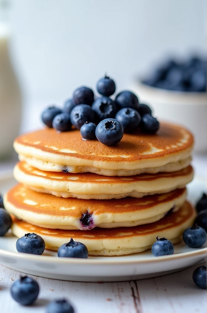 blueberry flavored pancake. Pancakes with crashed blueberry inside. Slight color blue