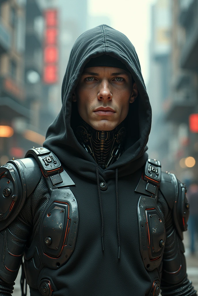 Eminem looks like a robot by attaching a robot body to Eminem's body