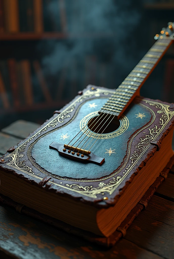 A book with a guitar fingerboard.