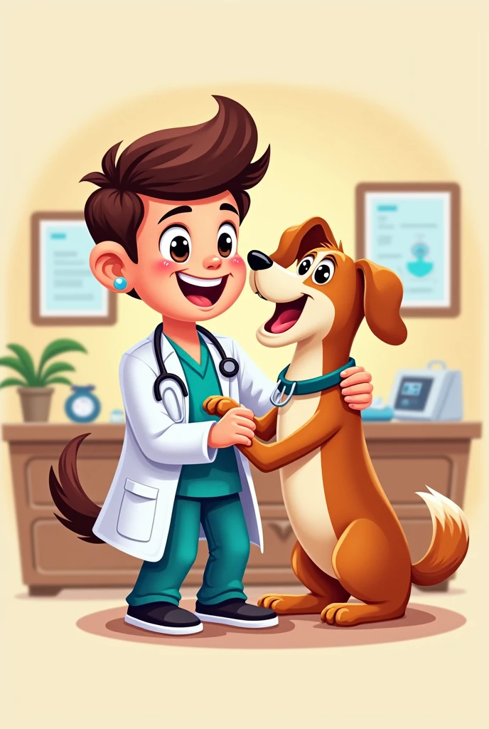 Fun logo, Ophthalmologist examining a dog's eyes
