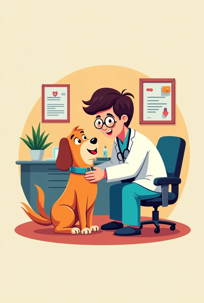 Fun logo, Ophthalmologist examining a dog&#39;s eyes