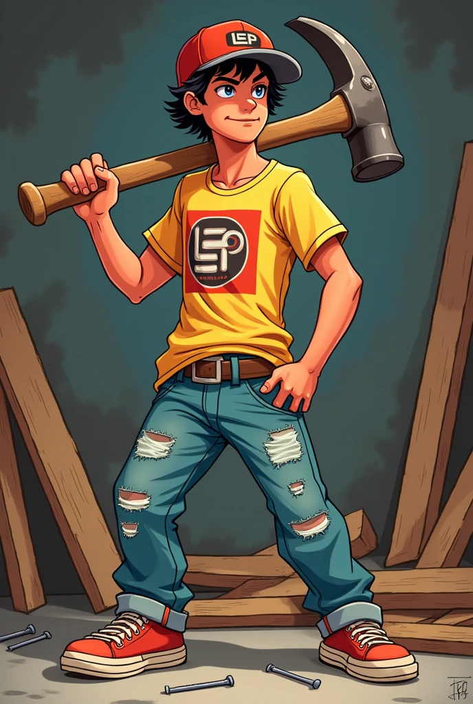 Cartoon carpenter hypebeast
