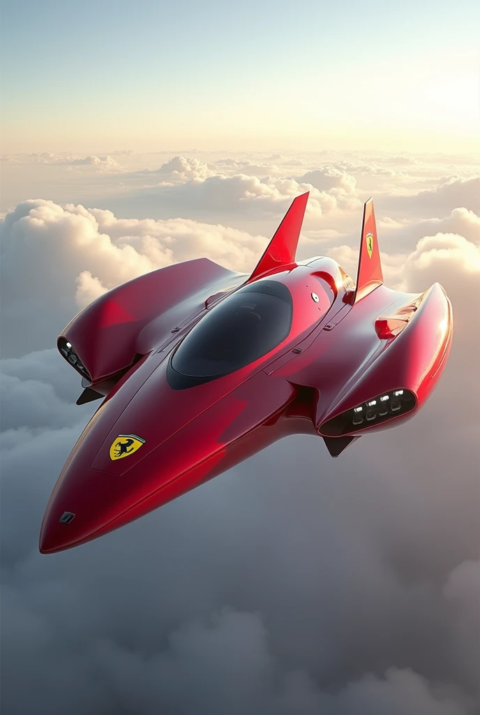 A futuristic ferrari flying in air 