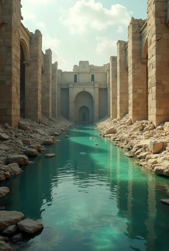 Pool of Siloam Jerusalem with ruins on its side, place it destroyed without affecting the water, do so, destroy this tank