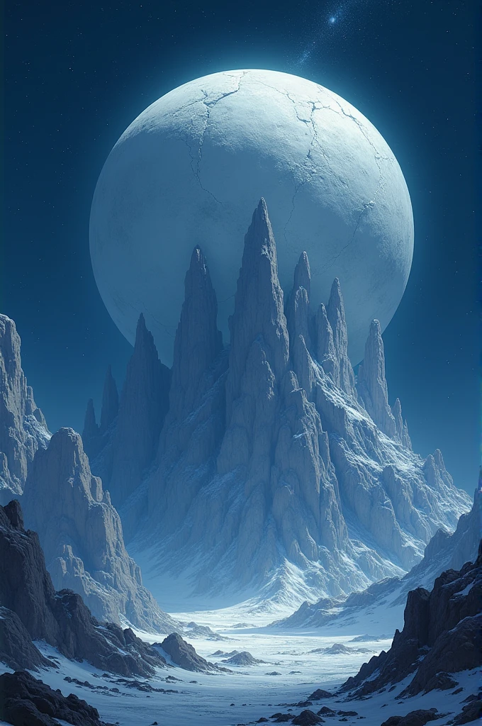 Fantastic illustration of a gigantic dome of white stones at night
