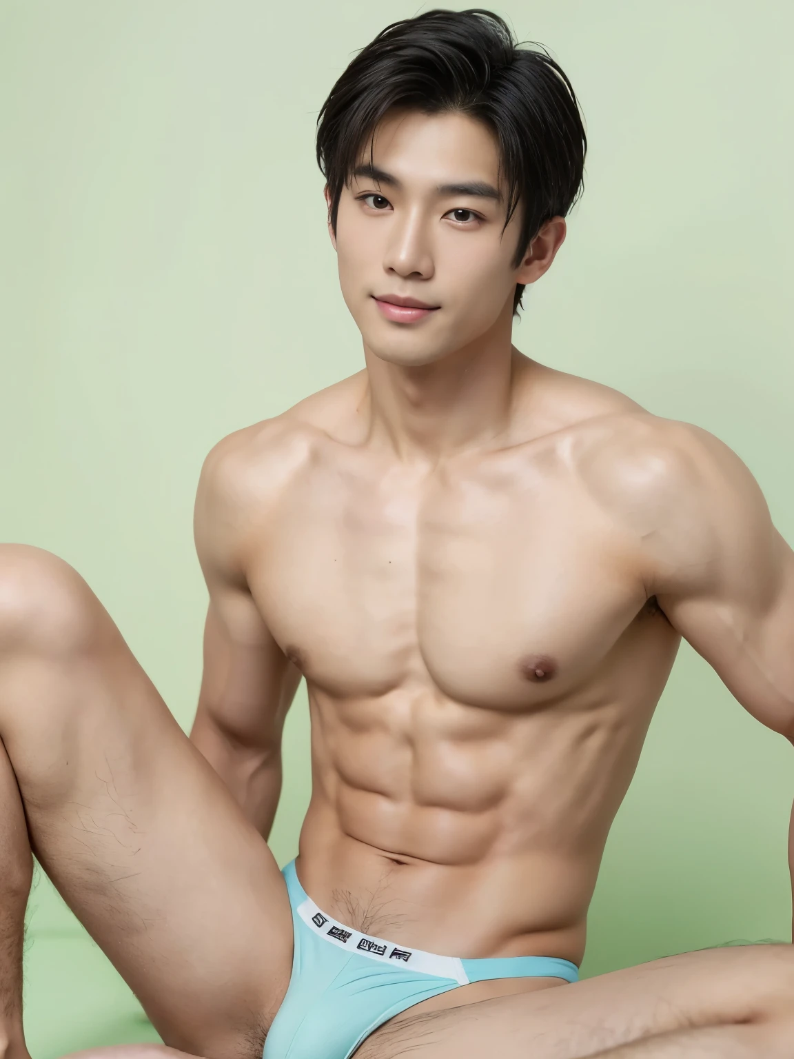 Asian male model in a thongs, handsome asian guy, handsome man, Full Body Shoot, photoshoot, male underwear, thongs, wavy hair, portrait, look at camera, detailed facial parts, Manly, Charmer, Active Boy, happy expression, look straight, sitting, open legs, legs opened, harness, perfect anatomy, symmetric body, asian boy 30years old, shirtless :: high detail, asian, a little six packs attractive body, realistic, human skin, Short Hairstyle, handsome chad chin, shirtless, handsome, attractive, slightly muscular man, masculine, sexually attractive, human skin, (eyes contact), Handsome, Attractive, pastel background