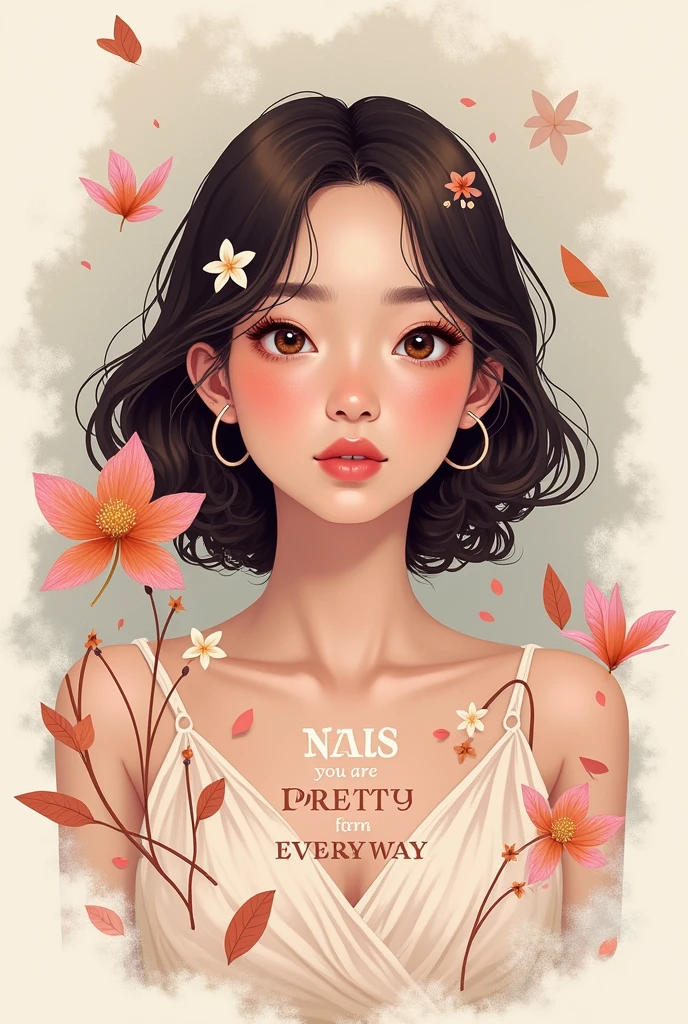 write "NAIS you are pretty in every way" in an aesthetic field in capital letter.