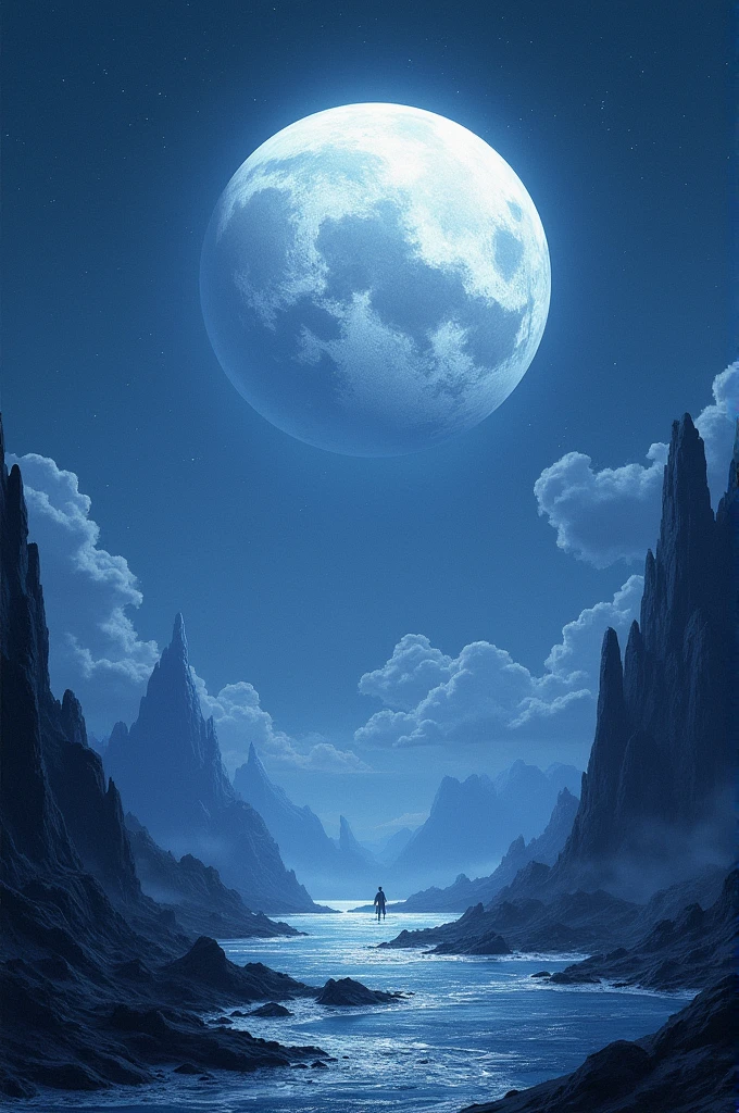 Fantastic illustration of a gigantic dome of white stones at night
