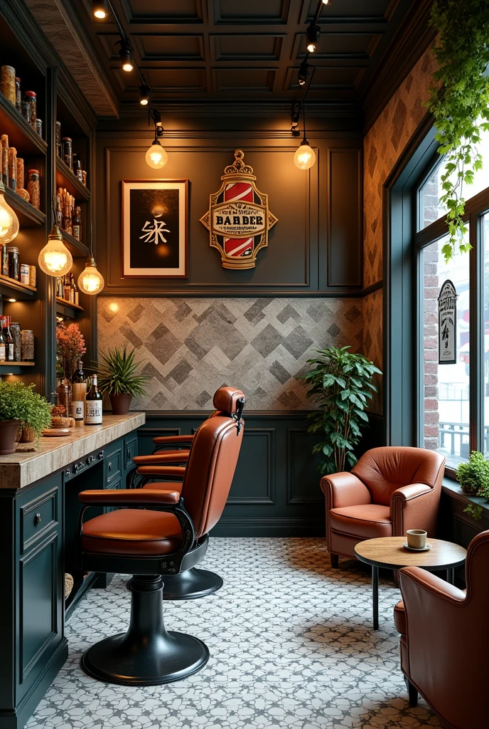 Barbershop combination of milktea shop