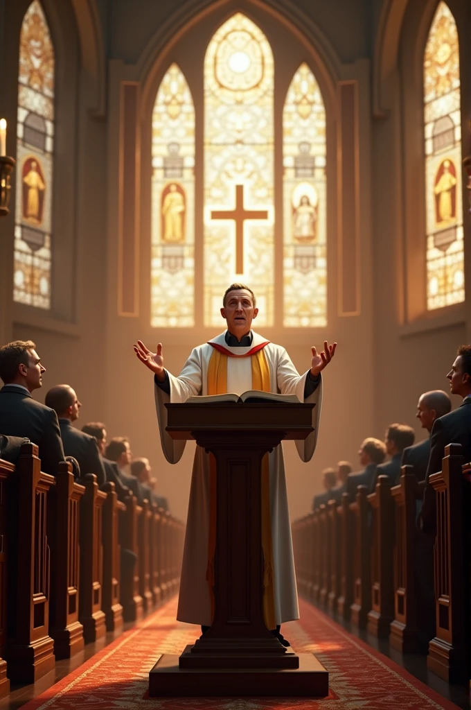 Make me a pastor doing a service 