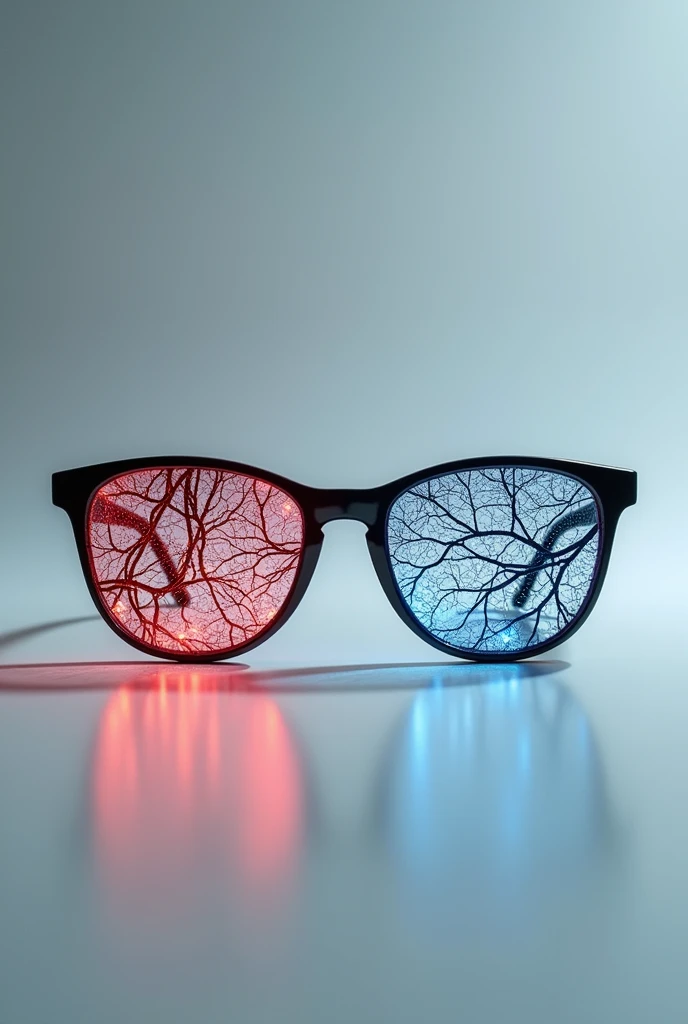 Vein vision glasses with veins on lenses. No person