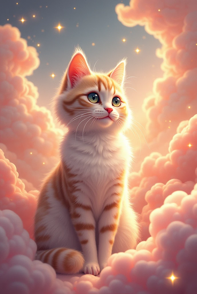 Marie des aristochat sur des étoiles et nuage rose doré avec ecrit "Zoelina "