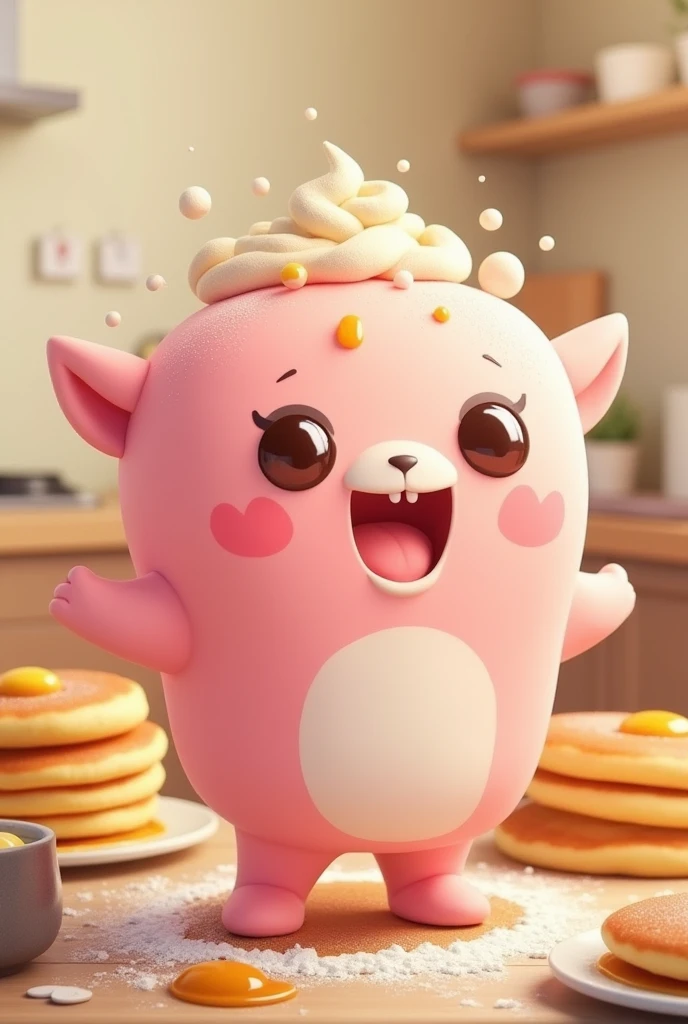 mascot characters pink character who loves pancakes very much