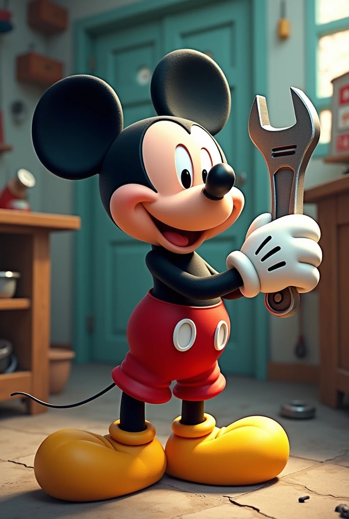 Mickey mouse
holding wrech