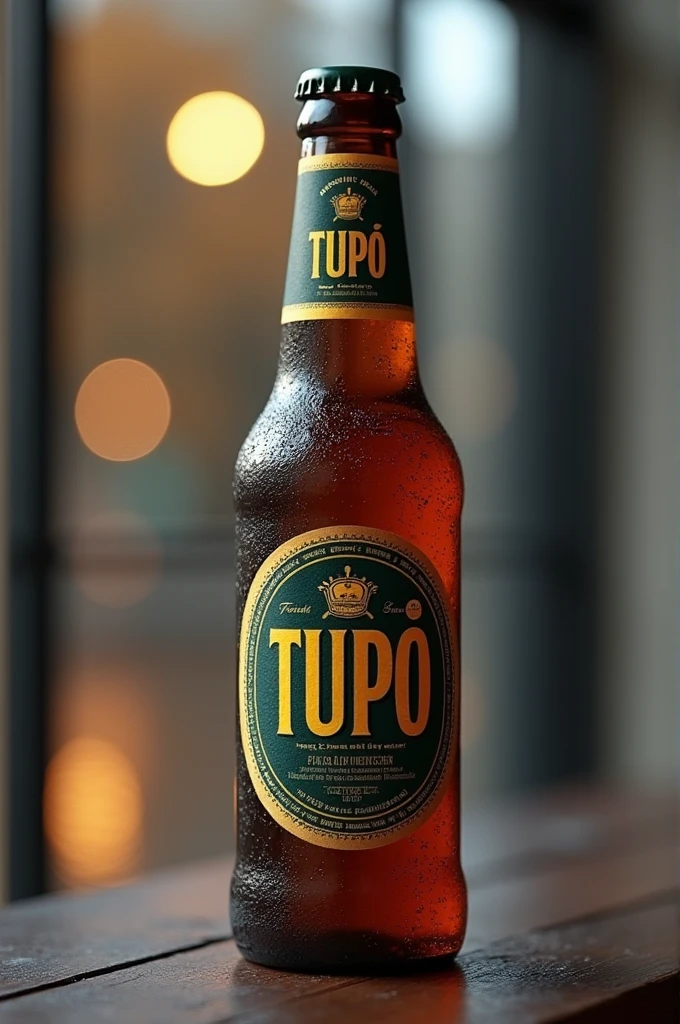 Beer bottle with the logo that says tupí season 2025
